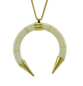 Collier pendentif en os plaqué or, style punk, unisexe, ensemble de bijoux en os de buffle naturel, bijoux en os tendance, artisanat naturel - Product Image 1