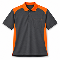 Polo de travail pour homme en charbon et orange, manches courtes, empiècements contrastants, poche poitrine, uniforme de personnel, vêtements d'équipe, tenue de travail