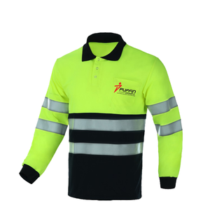 An OEM Factory produces High Visibility Regular Fit <b>Security</b> Work Uniform Polo Shirt With Reflective Stripes with Logo. - Product Image 2