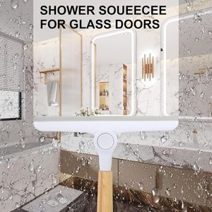 Tergivetro grigio da 9,5 pollici con manico in legno, strumento manuale per la pulizia di porte in vetro, parabrezza auto e porte doccia - Product Image 2