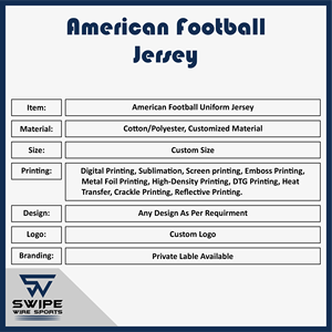 เสื้อเจอร์ซีย์อเมริกันฟุตบอลแบบสั่งทำคุณภาพสูง 220 กรัม โพลีเอสเตอร์ 25/26 พิมพ์ลายด้วยความร้อน ชื่อแบบสั่งทำ ไซส์ใหญ่พิเศษ ขายส่ง - Product Image 3