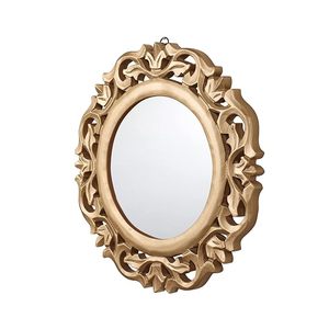 Miroir mural rond vintage doré, ornement décoratif en métal, miroir encadré de fleurs, décoration suspendue pour l'entrée de la maison - Product Image 4