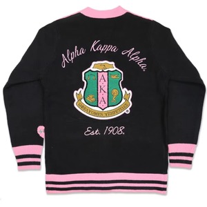 Cárdigan Universitario de Invierno de Alta Calidad en Negro, Verde y Rosa, Unisex, Cuello en V, Manga Larga, Tejido de Lana/Acrílico - Product Image 4
