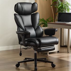 Sedia da Ufficio Ergonomica in Pelle con Schienale Alto, Poggiapiedi, Supporto Lombare, Altezza Regolabile e Poggiatesta per Gaming - Product Image 1