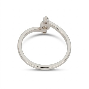 Anillo de Compromiso VBSR-109 de Oro Blanco de 14K con Diamante Cultivado en Laboratorio HPHT de 0.23CT, Color E, VVS2, Diseño Minimalista Redondo, Anillo Triple Apilable - Product Image 5