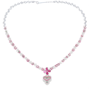 Zircon Floral Design Rhodium Plated <b>Bridal</b> <b>Jewelry</b> <b>Set</b> - Product Image 2