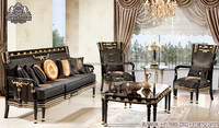 Meilleur ensemble de canapés de salon en teck véritable sculpté à la main, style baroque, argenté poli, capitonné, prix de gros