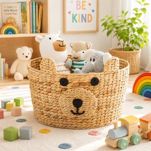 Animal Eco-Friendly Folding Multifunction Natural Seagrass Handwoven Storage <b>Basket</b> Weaving Cute Water Hyacinth <b>Gift</b> Home - Product Image 1