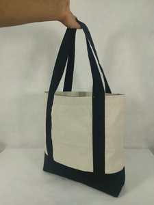 Women <b>Canvas</b> <b>Tote</b> <b>Bag</b> with Front Pocket and <b>Black</b> Handles - Product Image 4