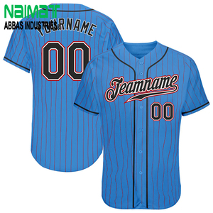 Custom Powder Blue Pinstripe Baseball Jersey Personalized Breathable Button Down Team Uniform for Men and Youth Sports - Product Image 1