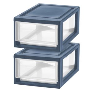 Paquete de 2 Cajones Apilables de Plástico de 8.5 Pulgadas, Color Azul Marino - Organizador de Almacenamiento - Product Image 2