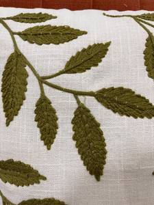Hand-Embroidered Botanical Olive Green Leaf Pattern Square Cotton Bohemian Anti-Dust Mite Home <b>Cushion</b> <b>Cover</b> - Product Image 3