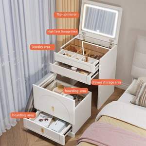 Set cassettone 3-in-1 per camera da letto luce a specchio a 3 colori; 3 cassetti panca da tavolo in vetro a vista per un numero limitato - Product Image 4