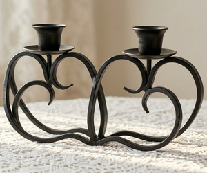 Support en métal noir fait main contemporain pour bougie, idéal pour mariage, événement festif, décoration de table moderne et luxueuse pour la maison - Product Image 6