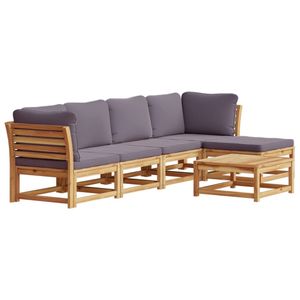 Ensemble de salon de jardin gris foncé avec bois naturel pour l'aménagement extérieur - Product Image 2