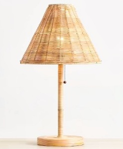 Lampe de table en bambou et rotin de style moderne du milieu du siècle, design rustique moderne, mobilier écologique pour le salon - Product Image 1