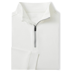 T-shirt de sport d'extérieur à fermeture éclair 3/4, blanc, coupe ajustée, manches longues, pour homme, compression, gym, jogging – Grande Vente - Product Image 2