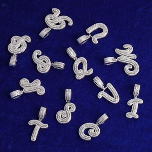 Pendentif en diamant de laboratoire taille baguette serti de pierres, pendentif alphabet personnalisé, pendentif unisexe hip-hop - Product Image 1