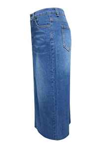 2026 Fashion Women's Casual Denim Skirt High Waist Summer Streetwear Split Knee-Length with Embroidery - Product Image 3
