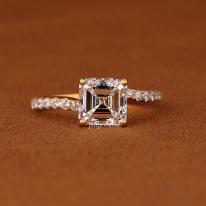 Anillo de Compromiso con Diamante Cultivado en Laboratorio, Corte Asscher, Certificado IGI, 1.5 Quilates, Oro de 14K - Product Image 1