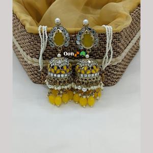 ต่างหูห้อยประดับมุกและกระจกเคลือบทอง รุ่น 10574479DPU - Product Image 1