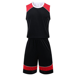 Ensemble short et maillot de basket personnalisé par sublimation, bleu marine, blanc, rouge, sans manches, anti-transpiration, unisexe adulte, tenue de sport - Product Image 2