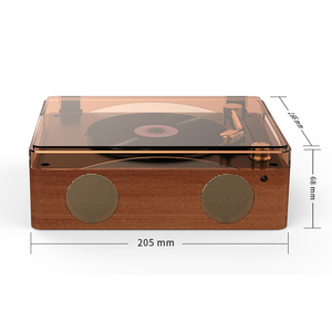 Factory Custom Vintage Mini <b>Record</b> <b>Player</b> Turntable Built In Dual Stereo <b>Speaker</b> Portable Wooden Phonograph With Dust Cover For - Product Image 3