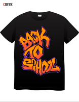 T-shirt personnalisé noir en polyester/coton tricoté, imprimé DTF, pour hommes et femmes, avec logo personnalisé, transfert thermique vinyle, nouveau design
