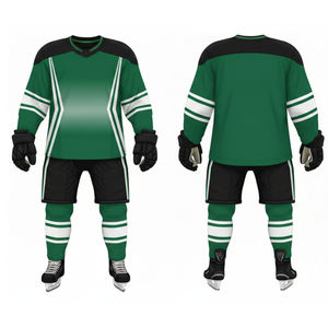 Uniforme de hockey sur glace unisexe personnalisé OEM, polyester, séchage rapide, respirant, tricoté, sublimé, vêtements de hockey pour adultes - Product Image 3