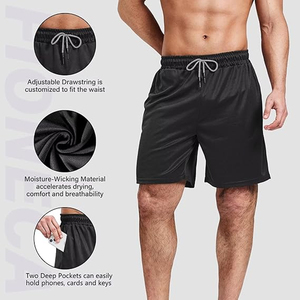 Shorts décontractés en coton pour hommes, avec cordon de serrage, tricotés, unis, taille élastique, confortables pour l'été, personnalisables avec logo, OEM, en gros - Product Image 4