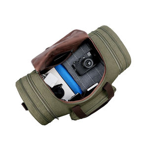 Cheap Price Unisex <b>Canvas</b> Duffel <b>Bag</b> 30-40L Zipper Closure Adjustable Strap Soft Handle Large Capacity Casual Gym Travel <b>Bag</b> - Product Image 2