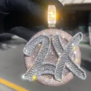 Custom Two Tone Luxury Letter Number Pendant Moissanite Hip Hop Jewelry for Cuban Link <b>Chain</b> VVS1 <b>Iced</b> <b>Out</b> Charm Pendant - Product Image 1