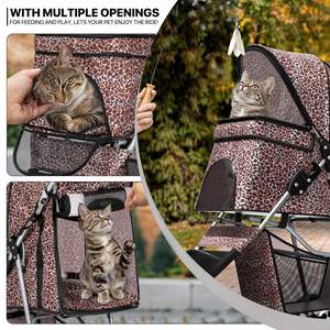 TH-PPS-492 poussette extérieure à trois roues pour animaux de compagnie avec pneus absorbant les chocs pare-soleil étanche et harnais de sécurité - Product Image 2