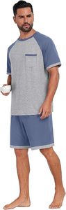 Conjunto de camiseta y pantalones cortos de verano para hombre, talla grande, informal, con bloques de color, de punto, poliéster y algodón, dos piezas. - Product Image 4