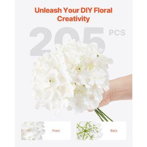 205 pezzi di fiori artificiali di seta bianca realistica alla rinfusa ortensia finta per bouquet fai da te da sposa centro doccia casa - Product Image 4