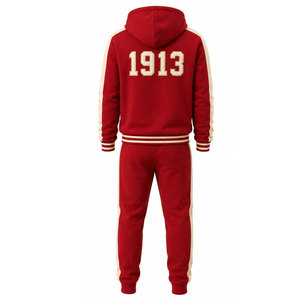 เดลต้า ซิกมา ทีต้า 1913 ชุดวอร์มมีฮู้ดผ้าฝ้ายสีแดงชุดลำลองแบบเต็มตัวพร้อมพิมพ์โลโก้ DST - Product Image 6