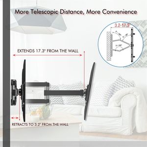 Supporto TV a Doppio Pendolo con Base Grande TMDS 101, Capacità 50Kg, 600*400, Inclinazione Superiore/Inferiore 10~10 Gradi, per TV da 32 a 70 Pollici - Product Image 6