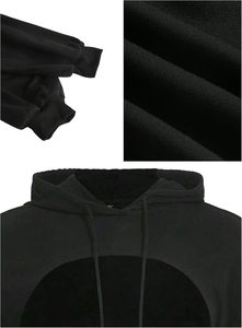 Sudadera Corta con Capucha Negra para Mujer, Manga Murciélago, Color Sólido, Diseño Asimétrico Oversize, Estilo Casual de Otoño - Product Image 4