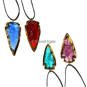 Electroplated Obsidian Arrowheads Pendants : Supplier Electroplated Agate Pendants and Necklace