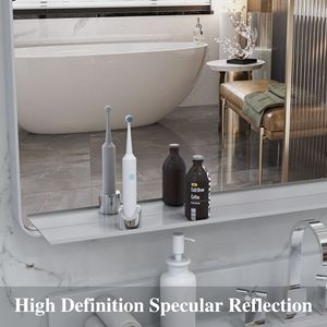 72x32 pollici a tutta lunghezza argento specchio da parete con cornice in alluminio sovradimensionato vassoio rimovibile per bagno specchio verticale orizzontale - Product Image 3