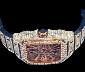 Reloj de Pulsera de Lujo para Hombre, con Esfera Blanca, Oro Blanco, Personalizado, con Diamantes Moissanite, Estilo Hip Hop - Product Image 6