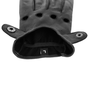 Men's Genuine Sheepskin Leather <b>Gloves</b> Classic Black Perforated Biker Driving <b>Gloves</b> Soft Breathable Full Finger <b>Gloves</b> OEM ODM - Product Image 3