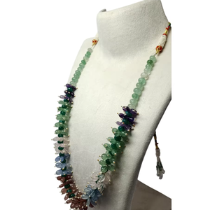 Collar de cuentas lisas ovaladas de piedras preciosas naturales de 6x8mm a 7x9mm, mezcla de amatista y cuarzo, listo para usar, joyería elegante. - Product Image 2