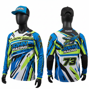 Maillot de course BMX pour hommes, 180 GSM, maille polyester respirante, vert fluo, bleu marine, design à panneaux blancs, sublimation, logo personnalisé - Product Image 5