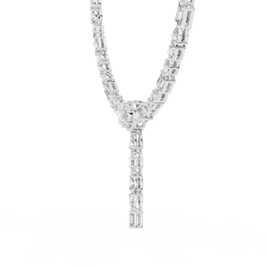 LUXURY 18KT WHITE GOLD RHODIUM PLATED TENNIS CHAIN NECKLACE ADORNED 14.2CT MIX CUT LAB GROWN DIAMONDS for PARTY WEAR WEDDINGS - Product Image 2