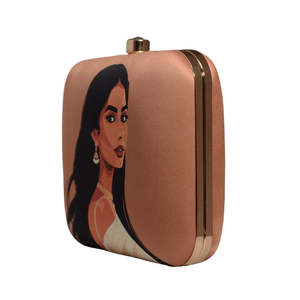 Fashion Black Hair Woman Portrait Printed <b>Clutch</b> Bag Trendy Handbag for Women <b>Wedding</b> and Events - Product Image 2