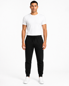 Pantalon de jogging décontracté pour homme en molleton bleu marine, taille élastique, poches latérales, plissé sur le devant, avec cordon de serrage, idéal pour le printemps - Product Image 3
