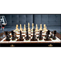 Jeu d'échecs en laiton de style antique vintage, coffret de rangement en bois de haute qualité, échiquier pliable, jeu de société professionnel