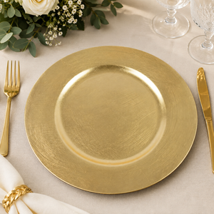 Plato de Presentación Redondo Dorado Cepillado, Elegante Plato Metálico para Cena, Decoración de Mesa para Bodas, Fiestas, Banquetes y Recepciones - Product Image 5