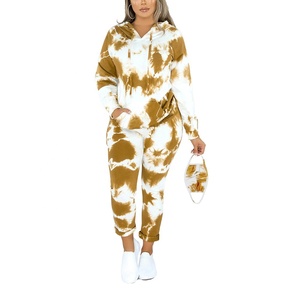 Hollywood New Style Women's Marble Print Hoodie Set Chandal Track Suit Survetement Pullover Hood Sweat Suits Tie Dye Jogging Set - Product Image 1